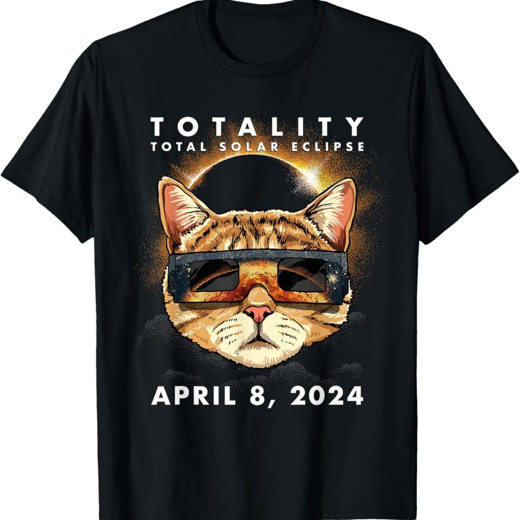 Solar Eclipse Shirt 2024 Cat Wearing Eclipse Glasses T-Shirt