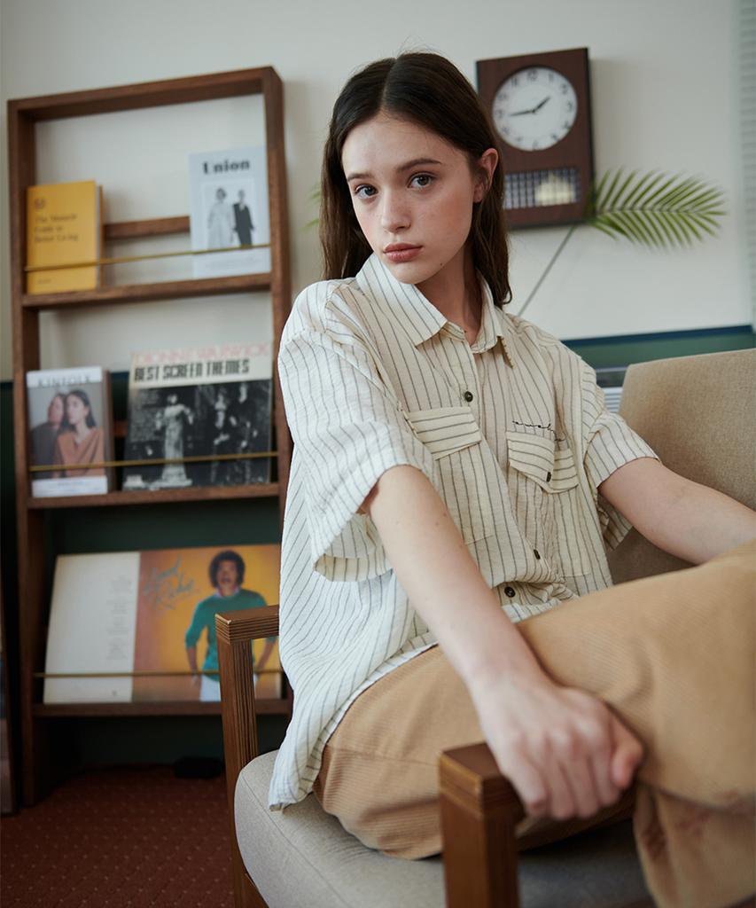 Eoboneoseu Striped Pocket Shirt [Ivory]