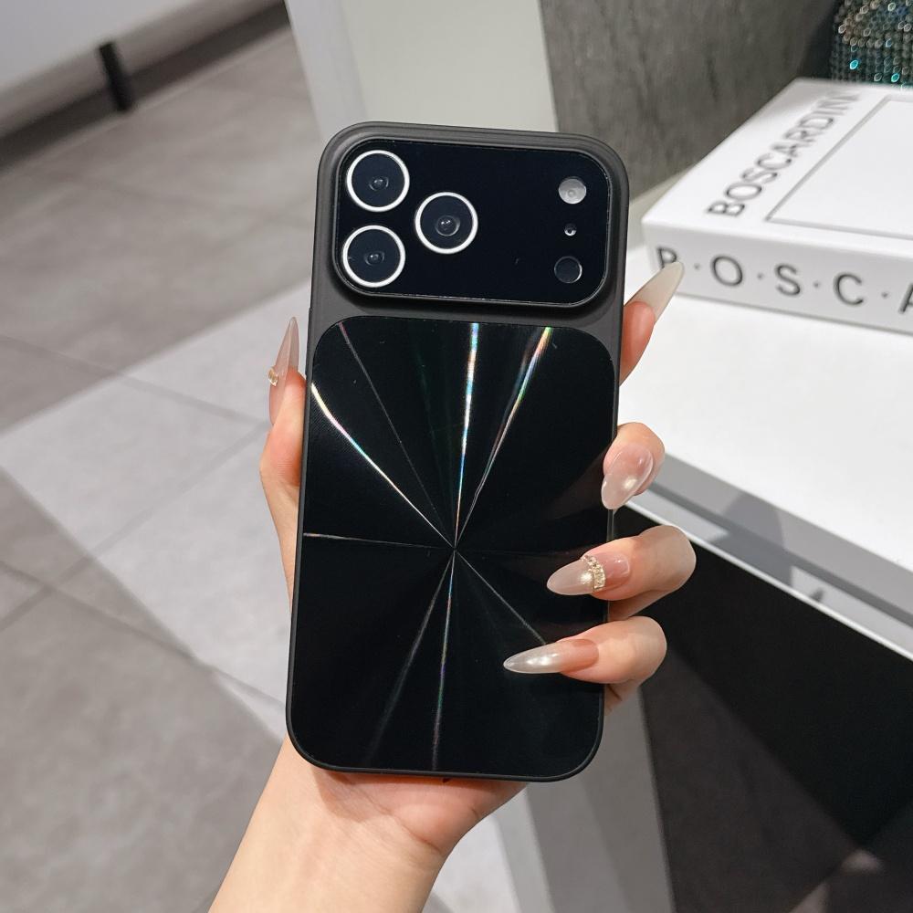 Luxury Laser Aurora CD Texture Phone Case For iPhone 17 Air 16 15 14 13 17 Pro Max Large Window Bumper Shockproof Non-Slip Cover