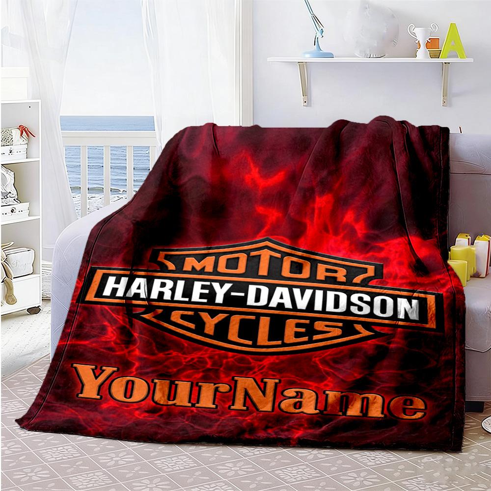 Harley-davidson Motorcycles Customize Your Name Blanket Gift Personalized Blanket Ultra-Soft Great for Bed Couch Picnics Living Room