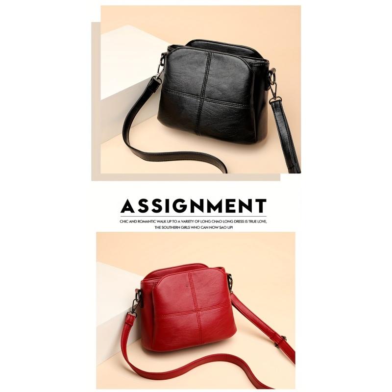 Mini geantă simplă de culoare solidă, geantă din piele PU, geantă de umăr versatilă la modă clasică (9,05"x4,72"x6,69")