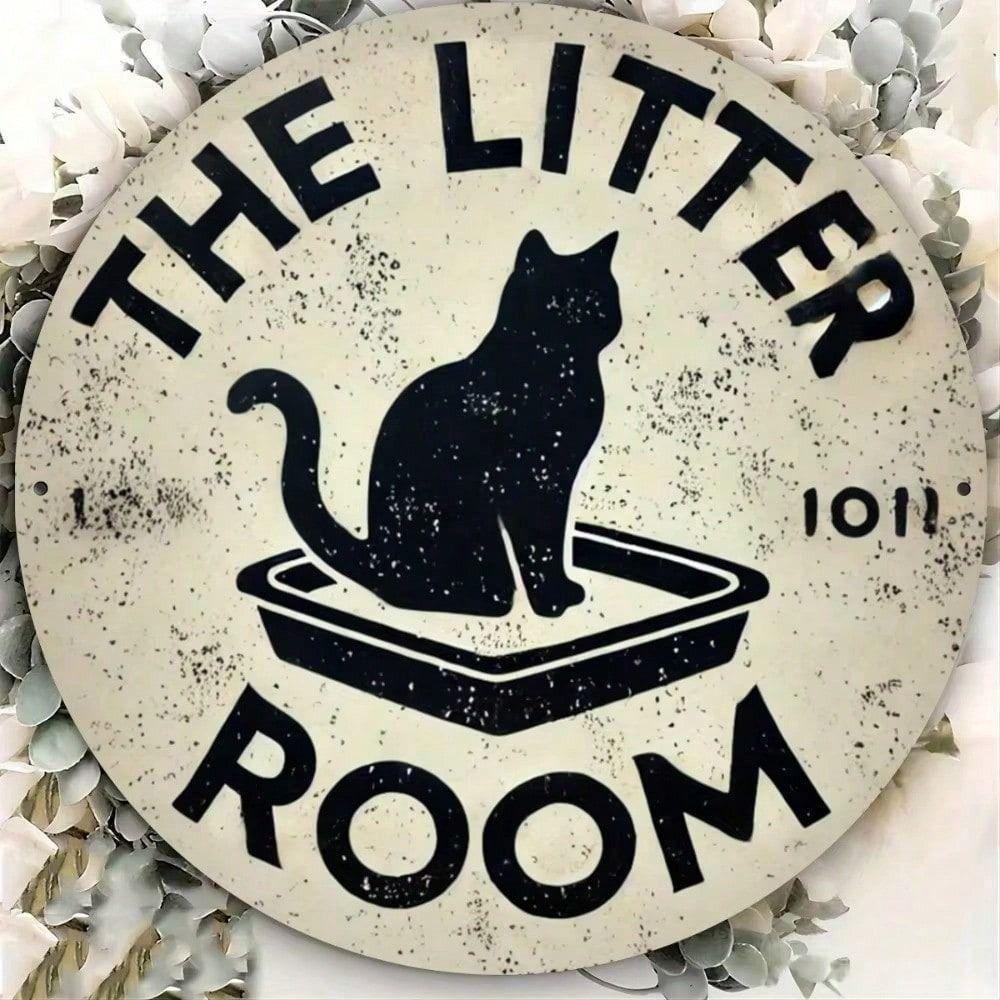 Black Cat Round Metal Sign Wall Decor Vintage Tin Poster for Bar Pub Home Black White Print