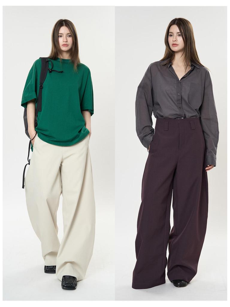 Louvre Spring Parisian Old Money High-Waist Scimitar Trousers: Women's Loose, Crisp, Slim Fit Commuter Style