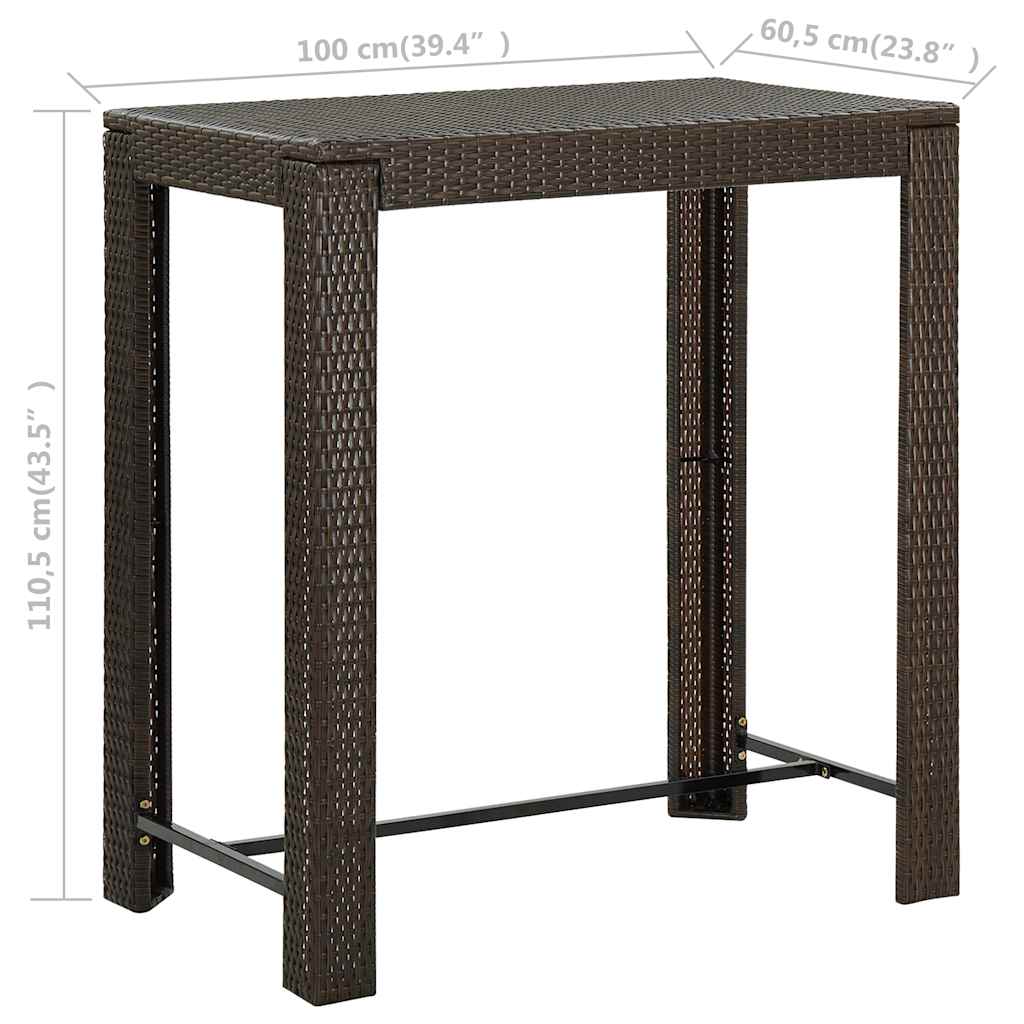 vidaXL Garten-Bartisch Braun 100x60,5x110,5 cm Poly Rattan