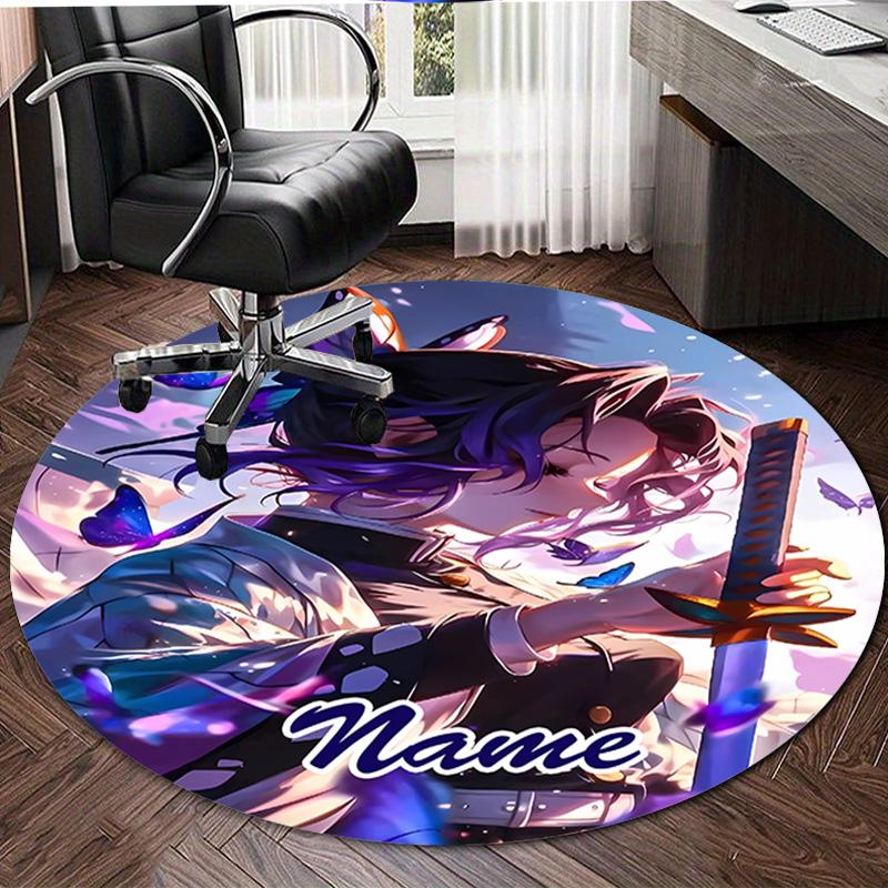 Personalized Demon Slayer Round Chair Office Rug - Perfect for Mat, Office Chair & More - Ideal Gift for Birthdays and Holidays