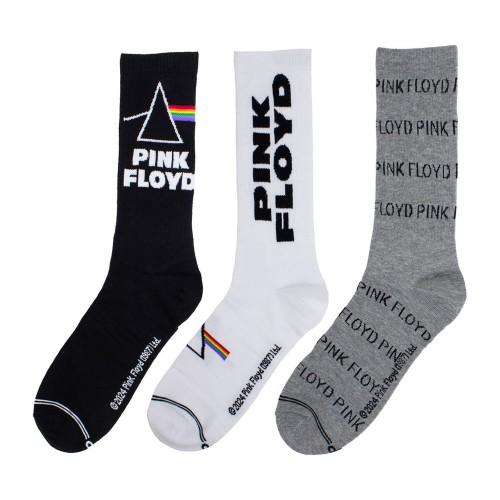 Pink Floyd Unisex Adult Logos Crew Socks (Pack of 3)