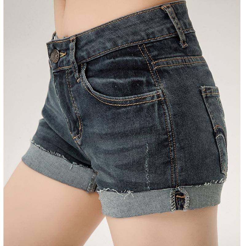 Sommer Neue Damen Koreanische Denim Shorts Hosen Dame Niedrige Taille Elastisch Slim Fit Hotpants Weiblich Dunkelblau Hüftumschmeichelnde Jeans