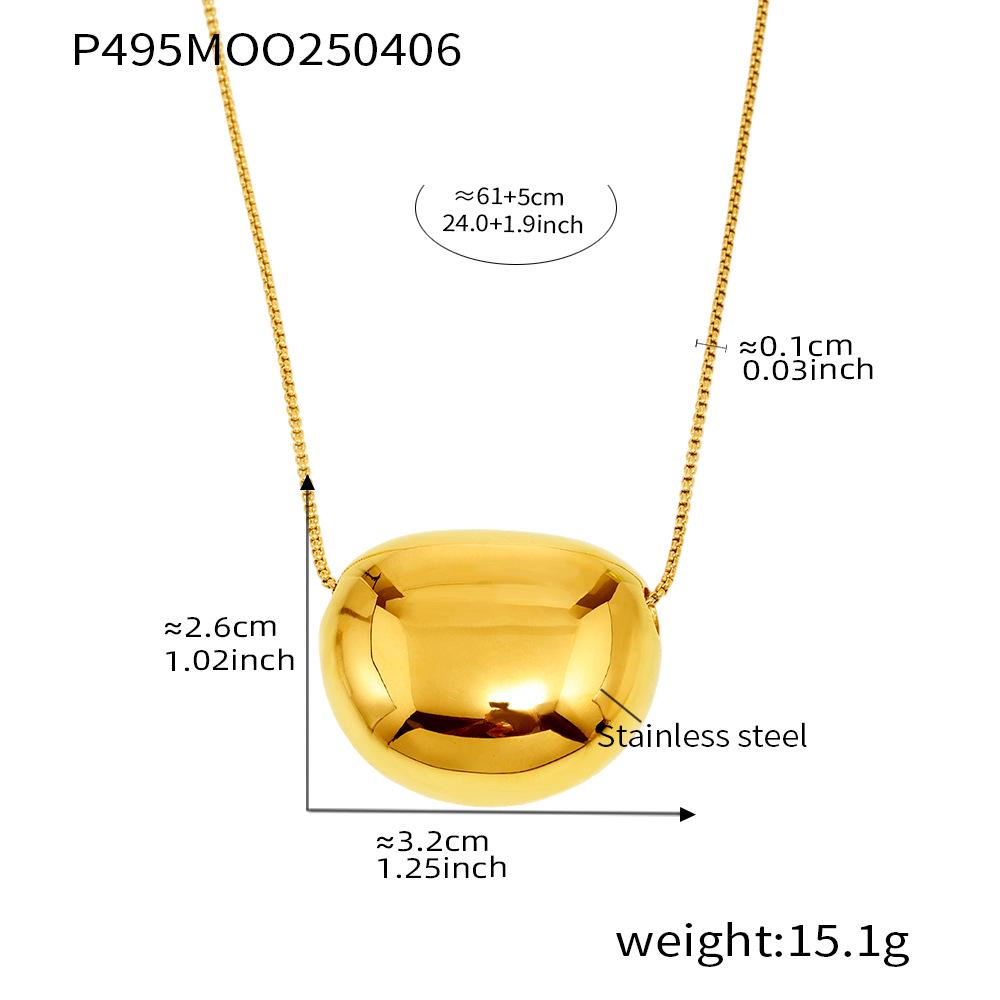 Qiong Yao Minimalist Gold Oval Bean Pendant Necklace Colorfast Fashion Clavicle Chain