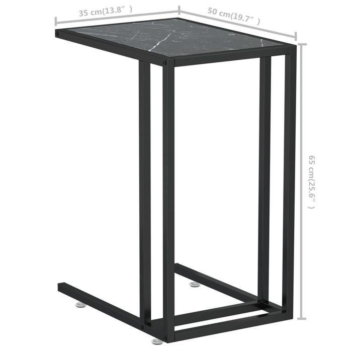 VidaXL Table d'appoint ordinateur Marbre noir 50x35x65 cm Verre trempé 331651