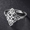 Dawapara Witch Knot Ring for Women Stainless Steel Adjustable Finger Rings Celtics Quaternary Witchcraft Good Luck Amulet