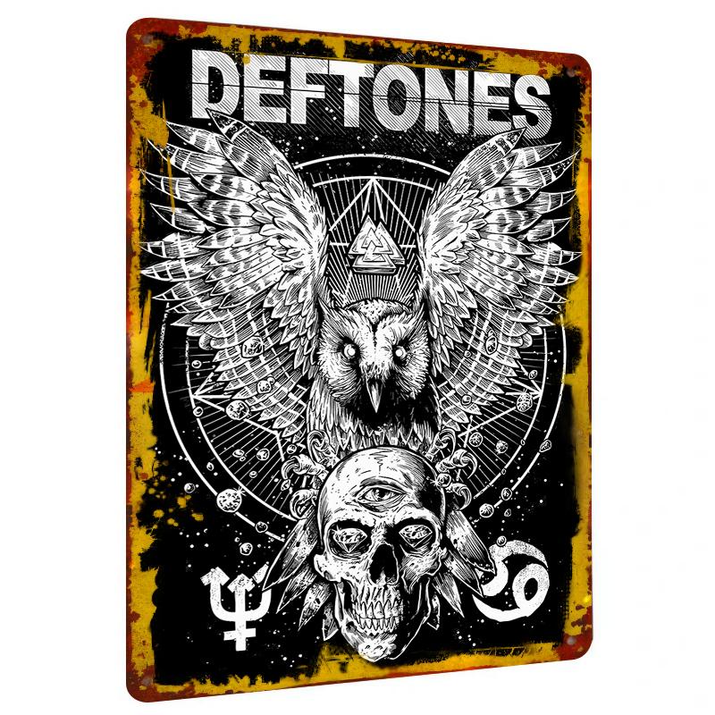 

Deftones Band Art Metal Wall Decor Owl Skull Design Music Poster for Home Bar Decoration 20x30cm（7.8x11.8inch）