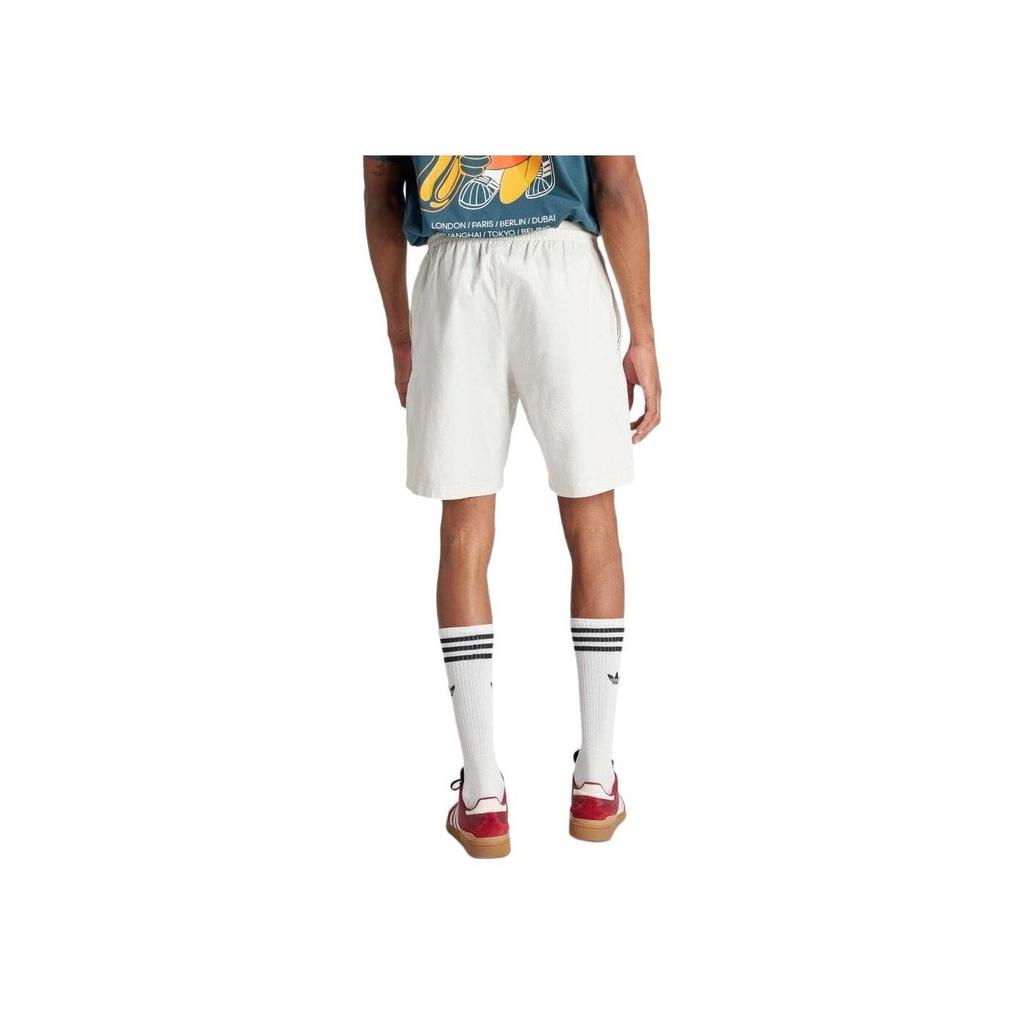 adidas Originals Solid Color Logo Embroidery Drawstring Straight Casual Shorts Men Bottoms White IS0223