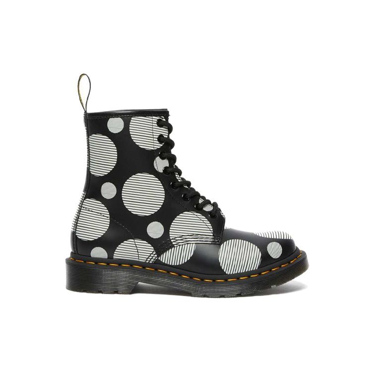 Dr. Martens 1460 Leather Glossy Printed Short Mid-Calf Boots Women Boots Black 26876009