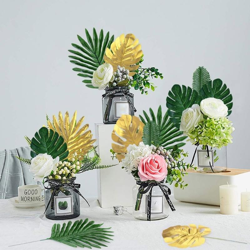 72Pcs Artificial Monstera Leaf Decoration Reaslitic Foliages For Wedding Home Party Decoration Vase Flower Arrangements