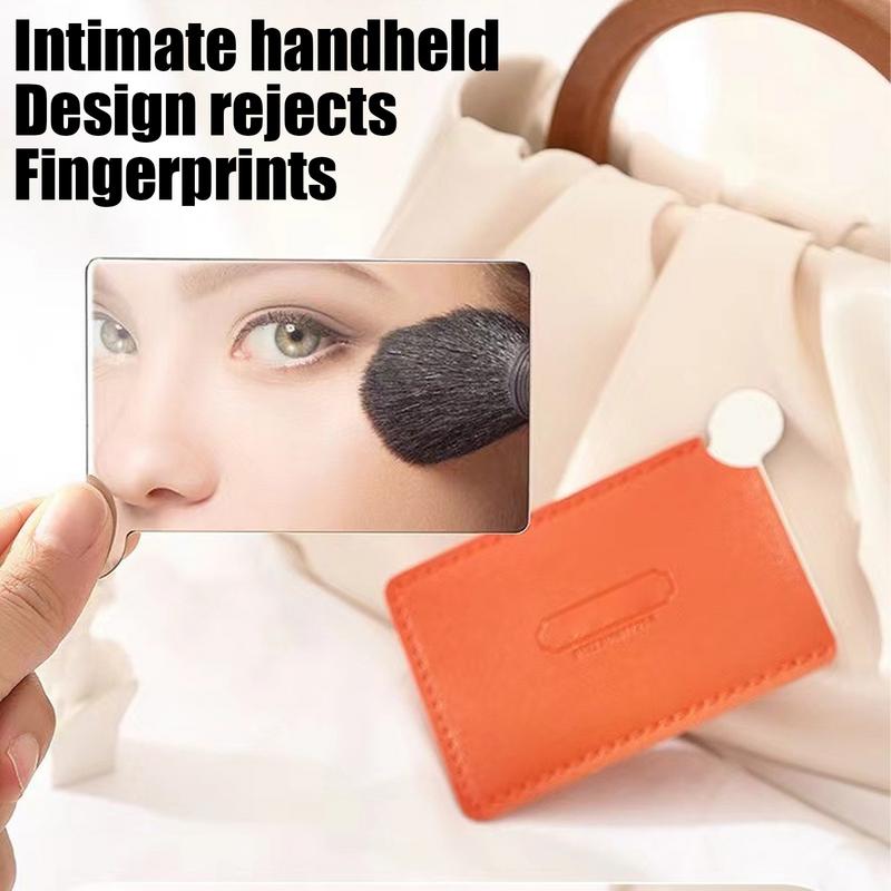 1Pcs Mini Compact Makeup Mirror with PU Leather Shatter Proof Pocket Mirror Portable Travel Stainless Steel Cosmetic Hand Mirror