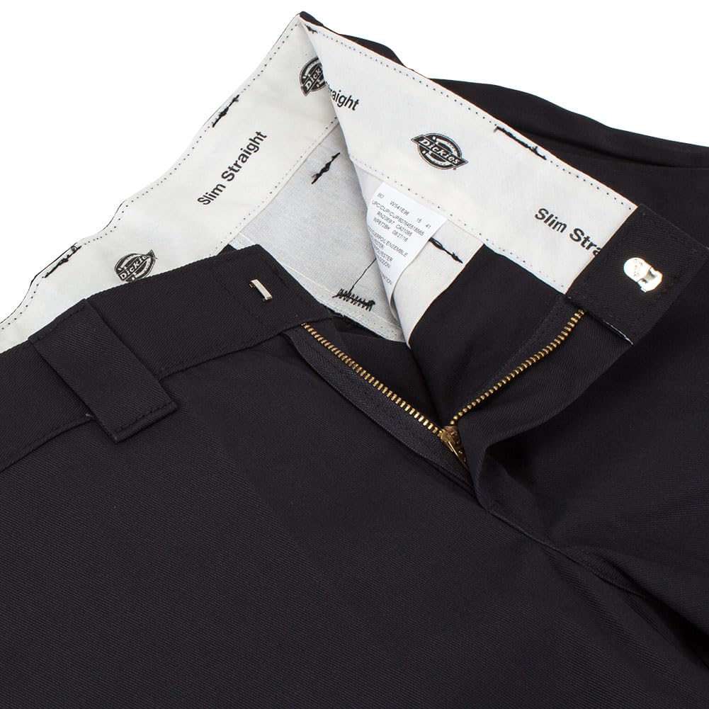 Dickies Slim Fit Low-Rise Pants WP873, Men's Work Chino Pants, Plus Sizes, Black (BK), W42L32 [Parallel Import]
