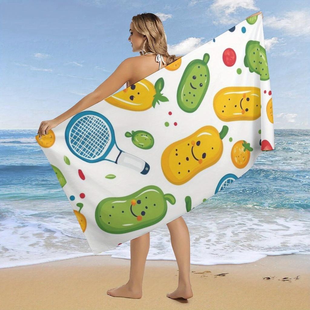 Fruit Tennis Pattern Designed Large Towel Beach Towel Sport Towel, Super Absorbent, Quick-Dry,Sport Towel Bath Towel,Fashionable