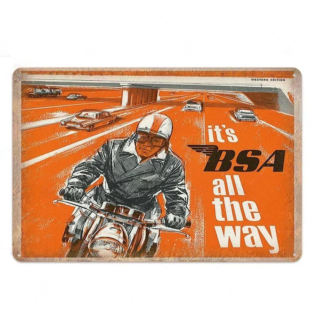 Signs Vintage Shabby Metal Tin Sign Motorcycle Rider Poster Art Tinplate Plaques Garage Motor Club Decor Painting Art Wall Plate