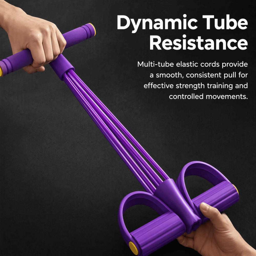 2PCS T Handle Pedal Resistance Band 4 Tube Sit up Trainer Compact Foot Pedal Exerciser  Arm Training