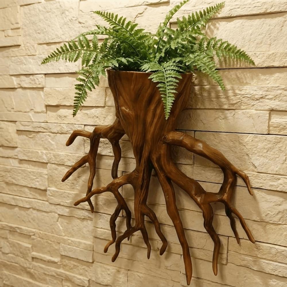Decorative Hanging Flower Pot Tree Root Shape Plant Container Wall Decoration  Office Decor