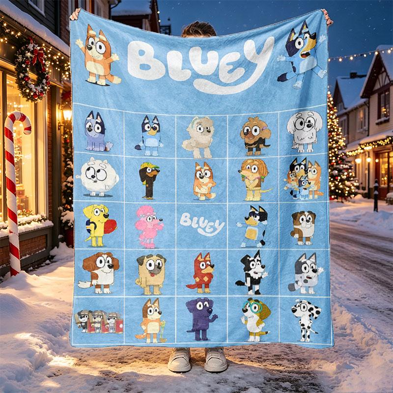 Bluey Pattern Blanket for Home Decoration, Bed, Sofa, Car Travel, Camping, Suitable for All Seasons, Birthday Christmas Gift