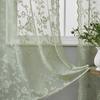 Retro Grün Spitze Stickerei Kleine Blumenfragmente Durchsichtiger Tüll Vorhang für Wohnzimmer Schlafzimmer Tür Fenster Vorhang Schlafzimmer Wohnzimmer Zuhause