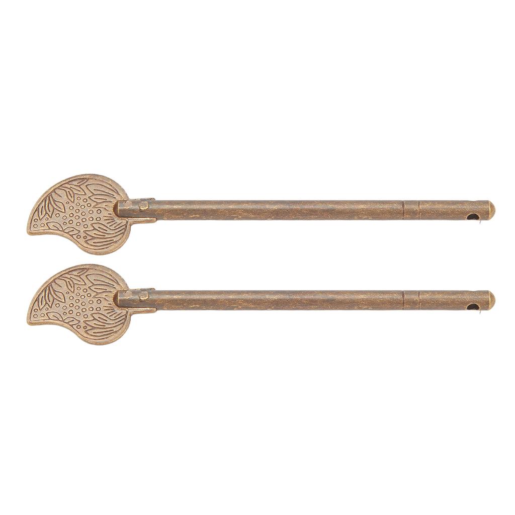 2 Pcs Door Latch Locking Pin 11cm Leaf Shape Retro Style Brass Cabinet Key Latch Bolt Locking Pin