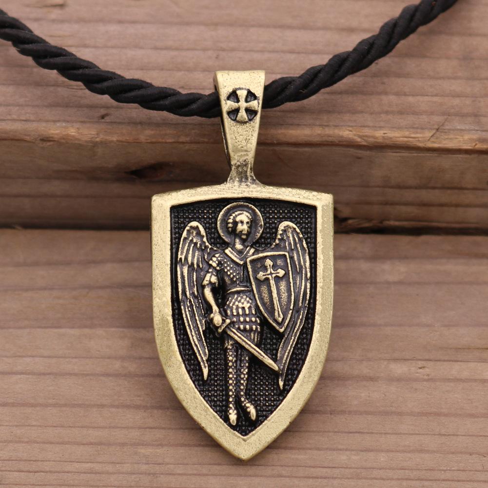 Archangel St. Michael Divine Shield Amulet Pendant Russian Orthodox Men's Necklace