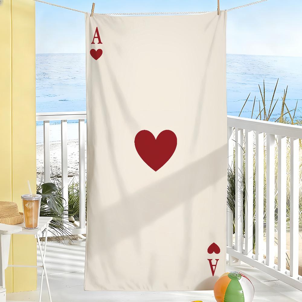 

Playing Card Suits Towel Soft Pool Gift For Travel Gym Shower Camping Quick Dry Sports Large Beach Towels W40*H60(CM)