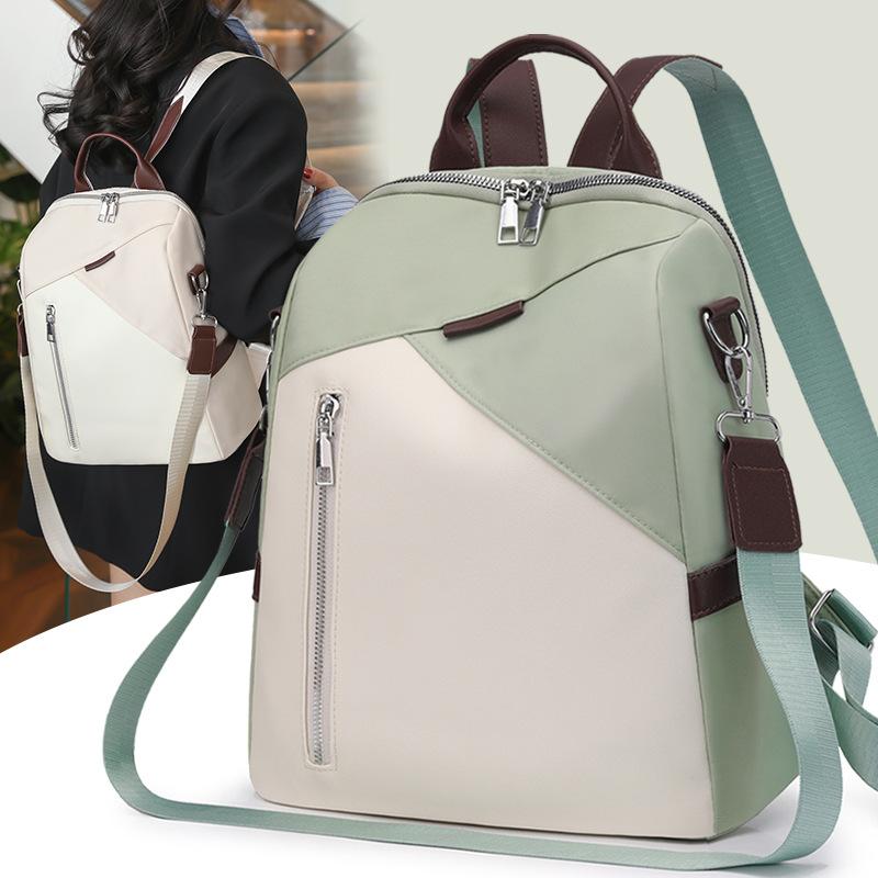 Rucsac multifuncțional pentru damă, geantă de umăr color block Rucsac de călătorie ușor mozaic