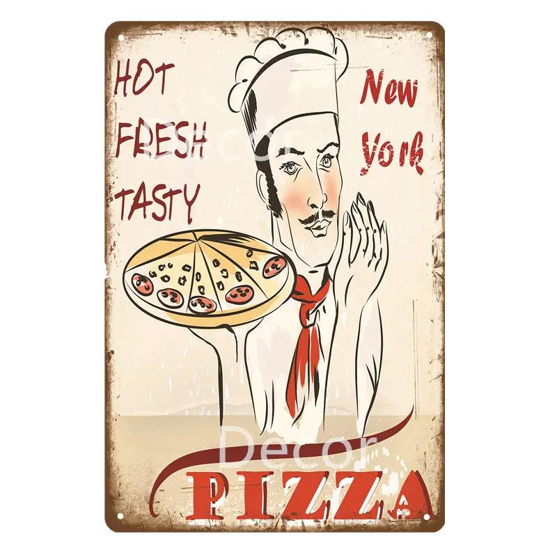 Italian Good Food Pizza Pies Metal Signs Wall Decoration Vintage Metal Poster Home Kitchen Decor Painting Plaques YJ145