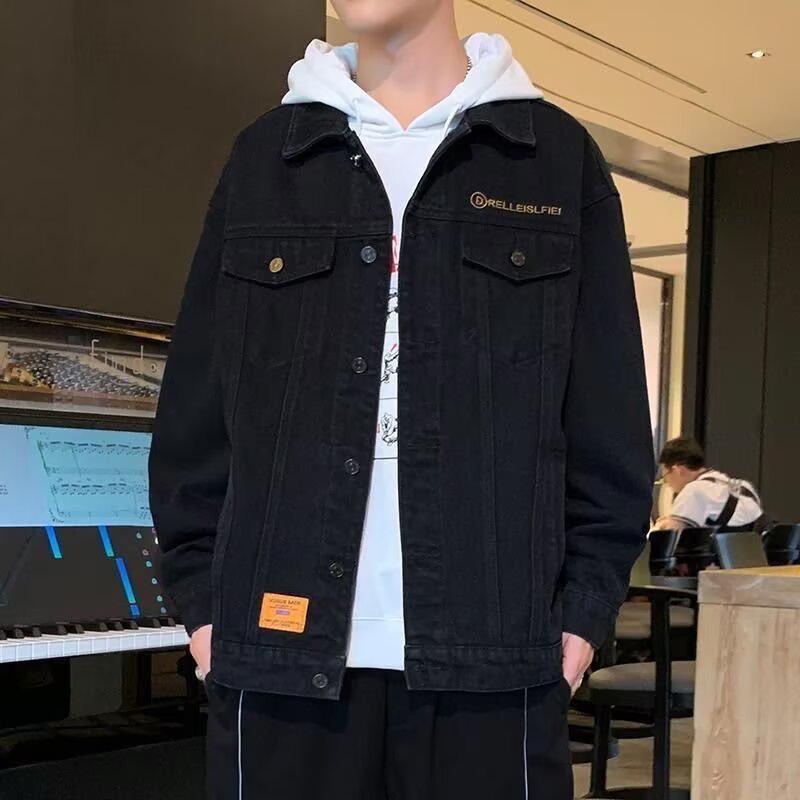 Veste en jean rétro pour homme - Streetwear décontracté Printemps/Automne, Col rabattu polyvalent, Style workwear élégant.