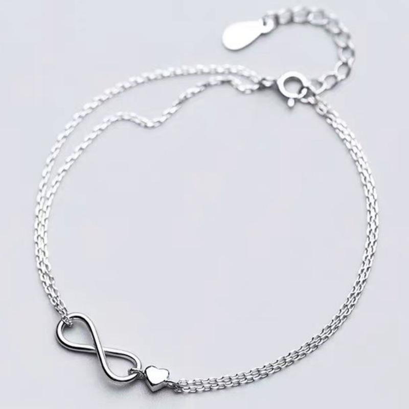 Cross Infinity Heart Bracelet - Women s Double Layer Korean Japanese Style Fashion Jewelry Gift