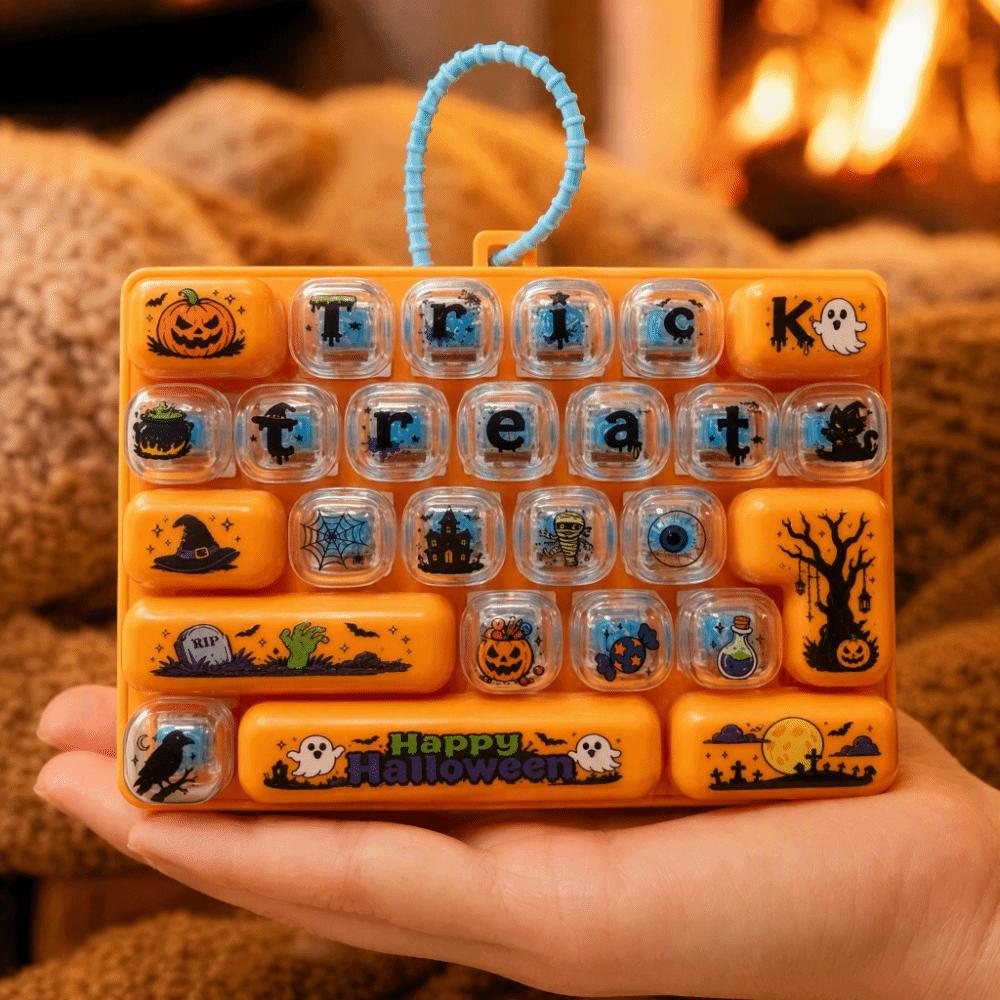 26 Key Decompression Button Toy Cute Design Halloween Keyboard Keychain Popular Pendant