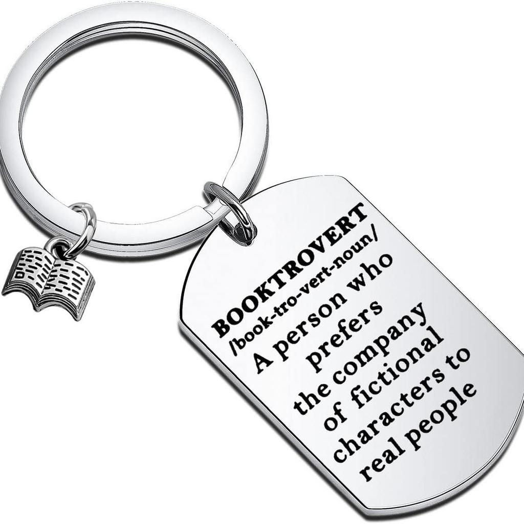 Reading Book Stainless Steel Keychain Book Lover Design Fashion Student Bag Pendant Practical Learning Gift
