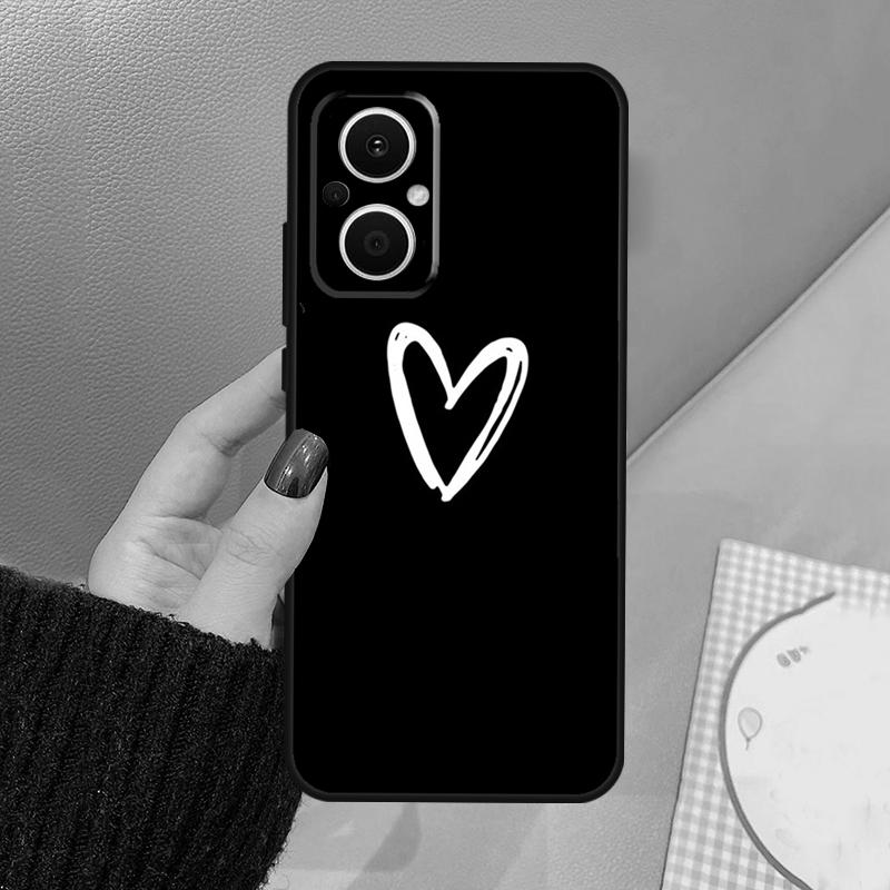 Cute Pretty Little White Heart Funda For OPPO Reno 12 F 11F 13F 14F 10 13 14 15 Pro 7 8 Lite OPPO Find X8 X6 X5 X9 Pro Case