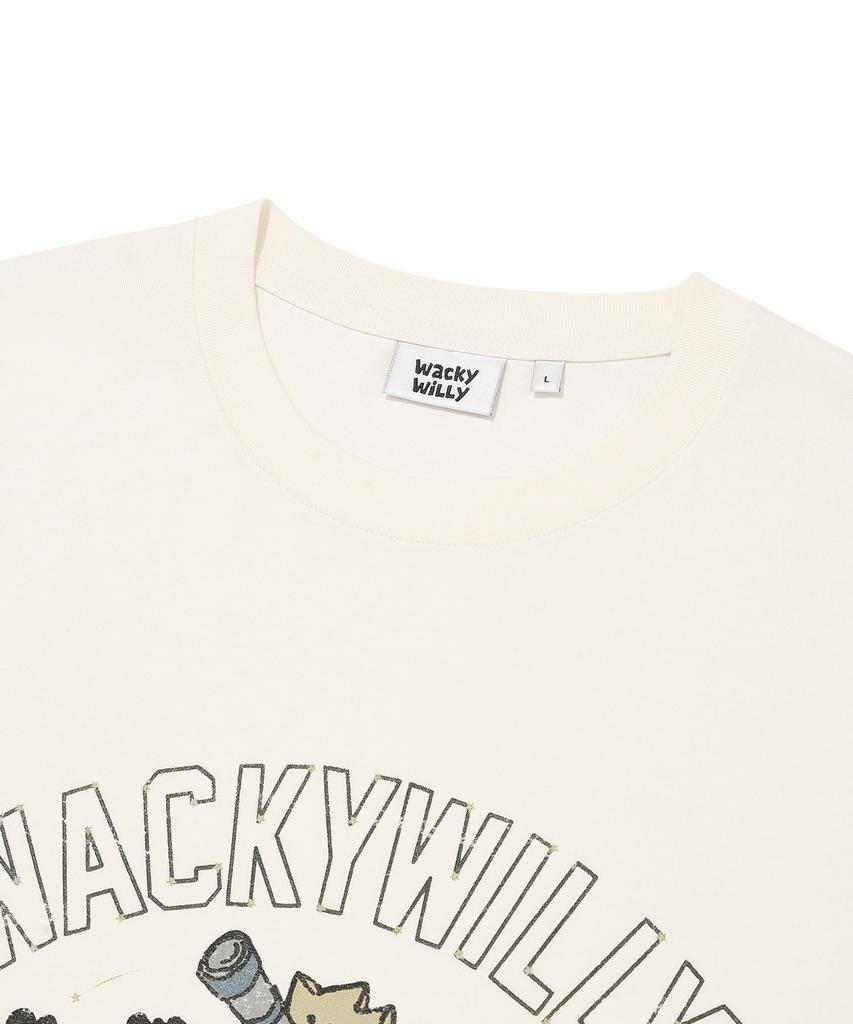 WACKY WILLY Kiki And Dolphin Graphic Short Sleeve T-Shirt Cream