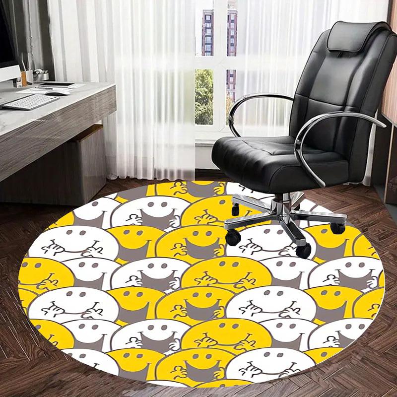 1pc Smiley Faces Pattern Round Carpet, Made of Polyester,Perfect for Decorating Office Chairs, Living Rooms,fplt221