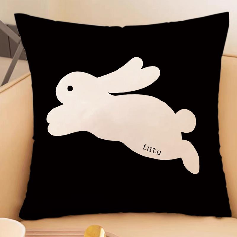 Simple Lines Rabbit Pillowcase Dormitory Decoration Office Living Room Sofa Home Pillowcase
