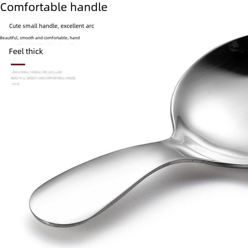 Creative Stainless Steel Short Handle Spoon for Rice, Ice Cream, and Soup - Portable, Cute, and Perfect for Kids