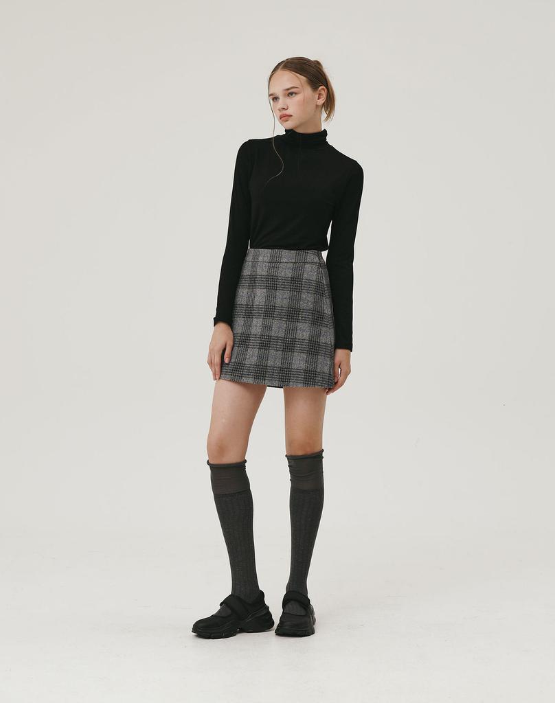 GIEMAR Classic Wool Skirt Gray Check