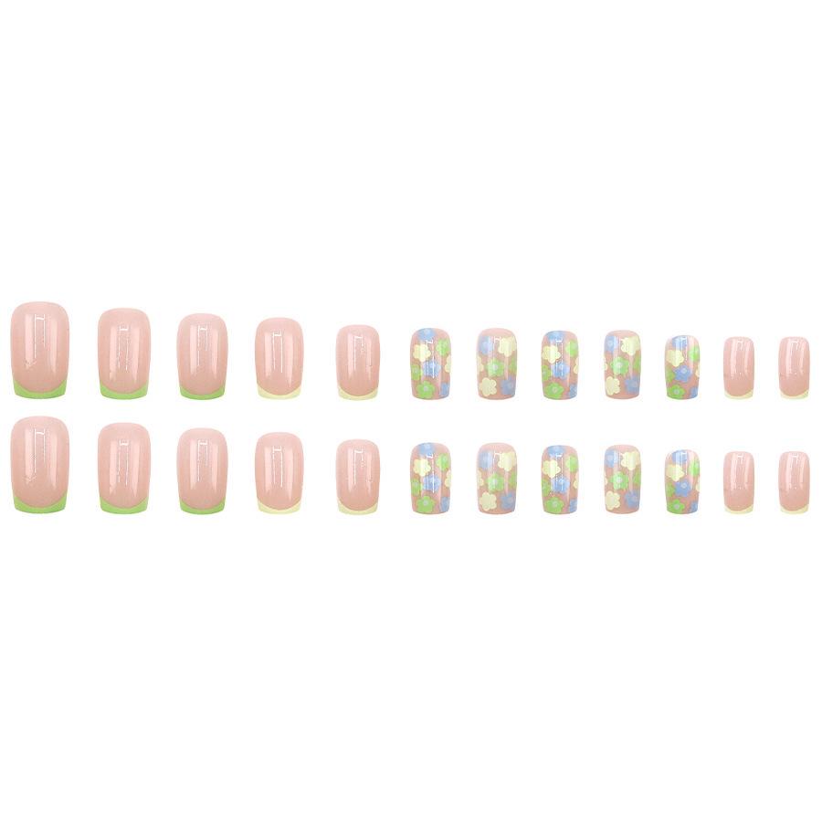 Multicolor Floral Square Manicure In Fresh Pastoral Style