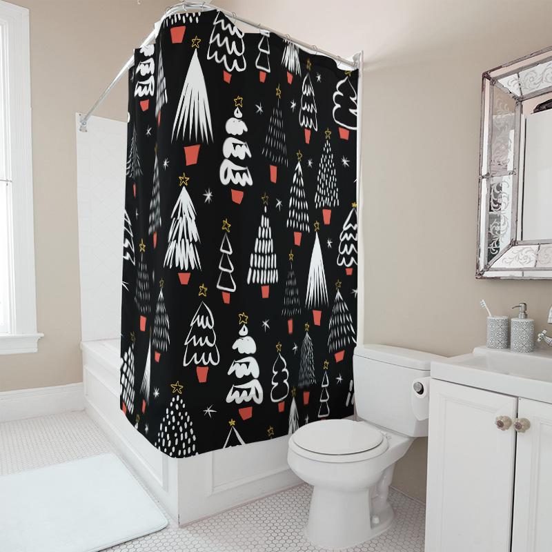 Tu Botanical Shower Curtain Trees Pattern Nature Forest Backdrop Bathroom Decor Farmhouse Rustic Home Accent Modern Wall Art