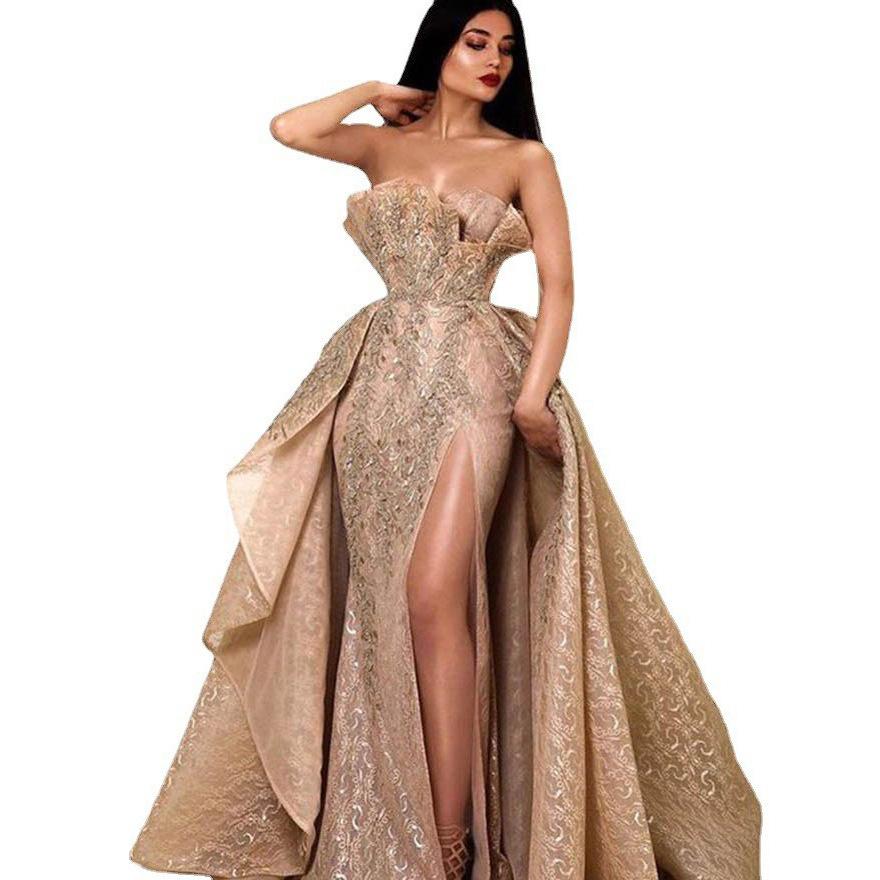 Vestido de Mujer Wish Dunhuang Sexy Tubo Falda Amplia Larga Vestido de Noche con Temperamento