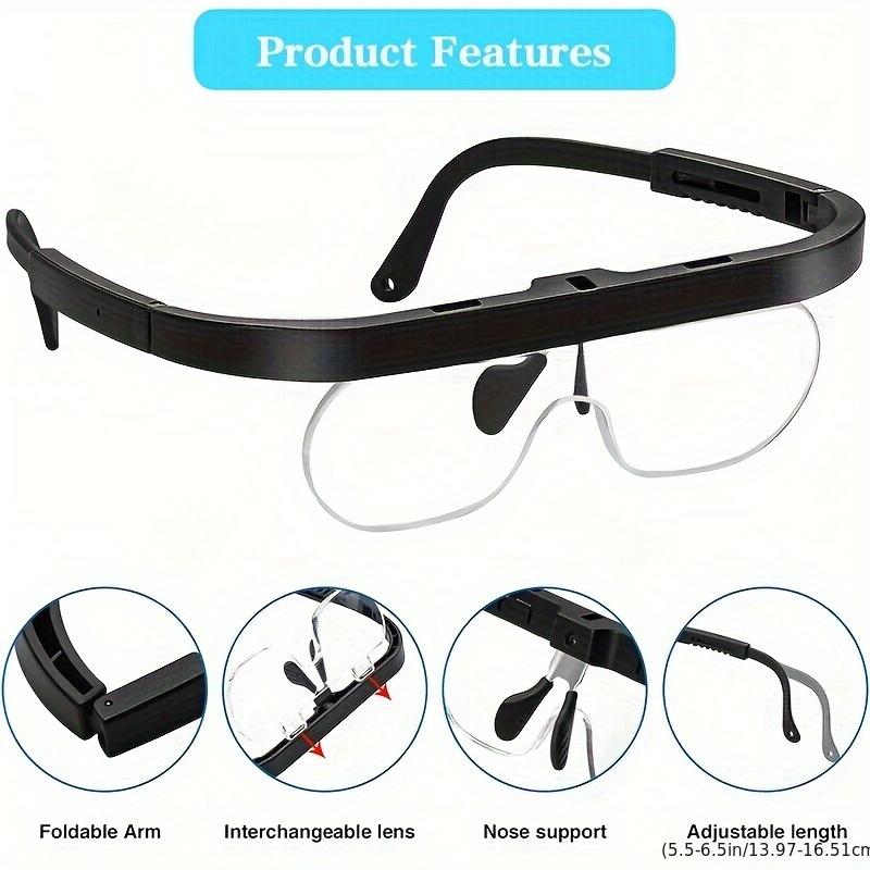 1pc Headband Magnifier - Hands-Free, Interchangeable 1.5X, 2.5X, 3.5X Magnifying Goggles for Reading, Close Work, Jewelry, Hobby, Crafts