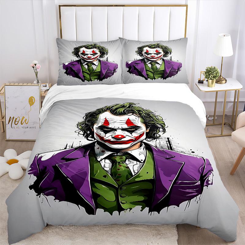 3pcs Joker Bedding Set, Soft Polyester Duvet Cover and Pillowcases Machine Washable Seasons all suitable & Guest Room Decor294