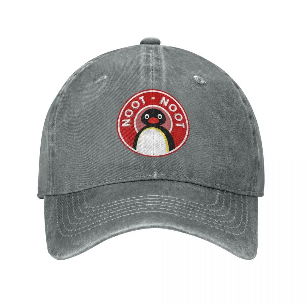 Pingu Noot Noot Logo Baseball Caps Angery Pingu Distressed Washed Caps Hat Vintage Golf Adjustable Sun Cap