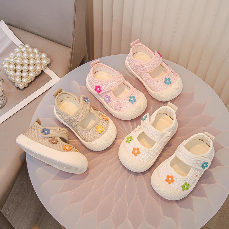 Toddler Girl Casual Canvas Shoes with Cute Flowers - Spring/Autumn 2026
