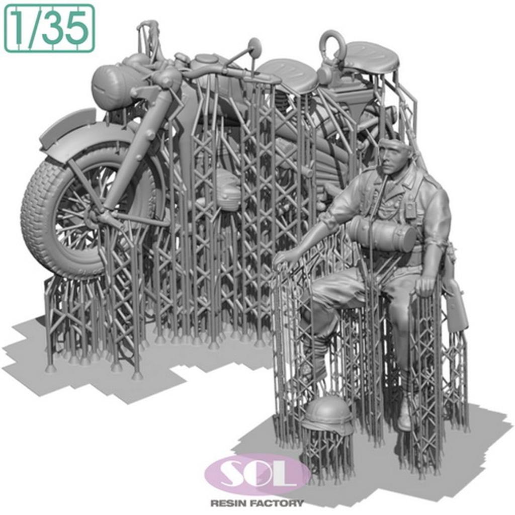 Sol Model WKII Deutscher KS750 Militärmotorrad mit 1 Motorrad 3D-Drucker MM877 1/35 Soldat, Bausatz, (Motorrad)