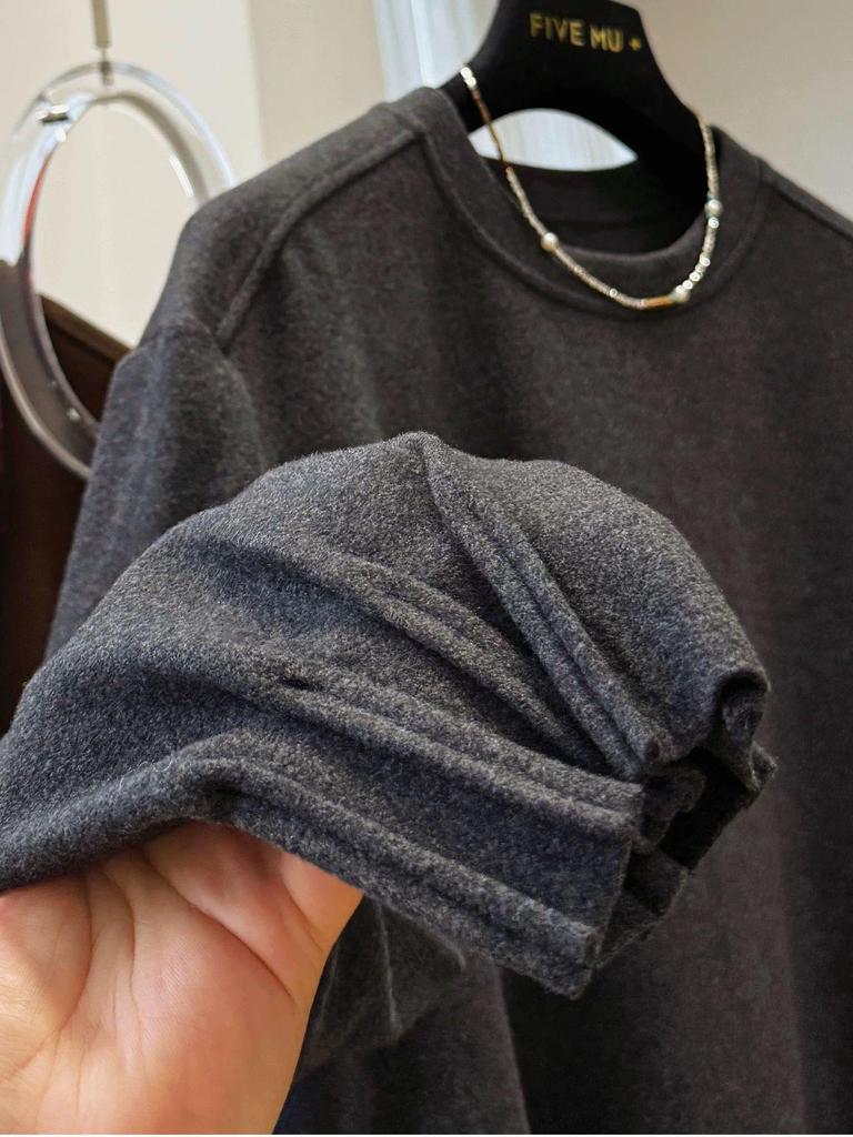 2025 Women's High-Grade Brushed Loose Long-Sleeve T-Shirt - Autumn/Winter Casual Lazy Style